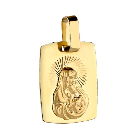 Medalik złoty blaszka z Matką Boską próba 585