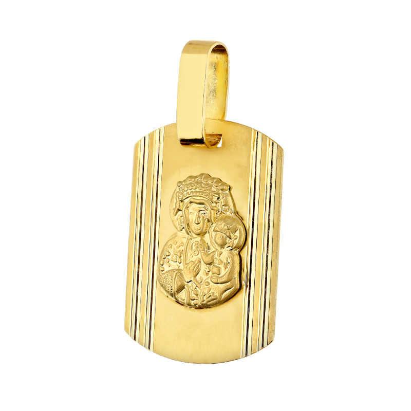 Medalik złoty blaszka z Częstochowską próba 585