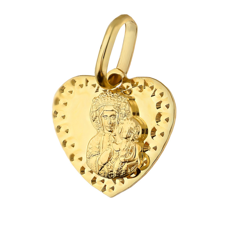 Medalik złoty Częstochowska w sercu próba 585