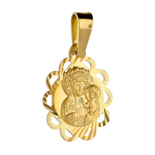 Medalik złoty Częstochowska w kole z falbanką próba 585