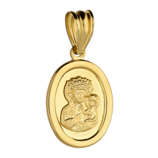 Medalik złoty Częstochowska w owalu próba 585