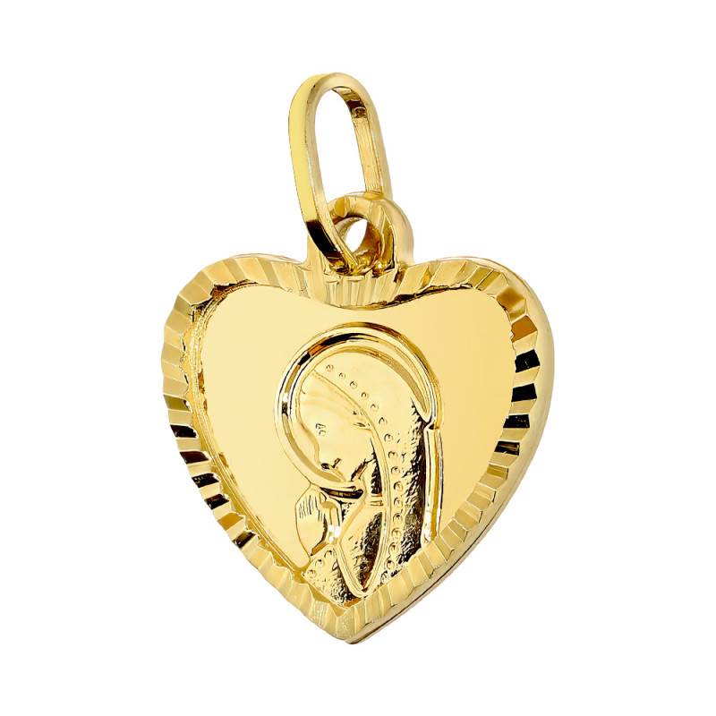Złoty Medalik z Matką Boską w Sercu pr. 585 - JubilerSezam.pl