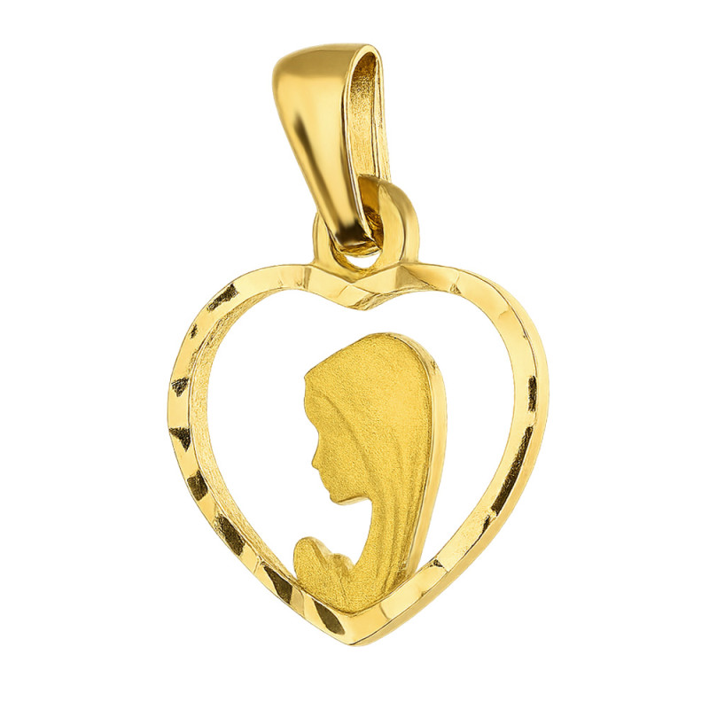 Medalik złoty Matka Boska Modląca w sercu próba 585