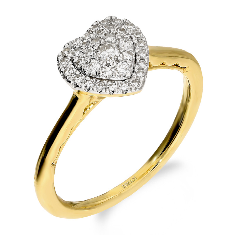 Pierścionek zaręczynowy serce z diamentami