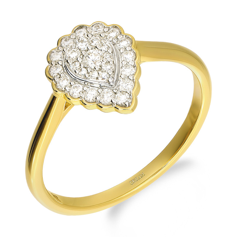 Pierścionek zaręczynowy kropla z diamentami