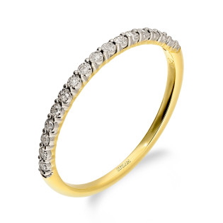 Pierścionek złoty z białymi diamentami w rzędzie