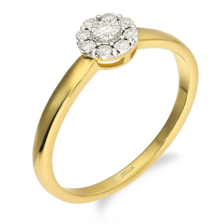 Pierścionek zaręczynowy z białymi diamentami w kwiatowej formie