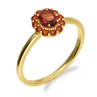 Pierścionek złoty z granatami naturalnymi