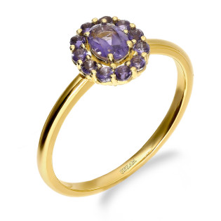 Pierścionek złoty z iolitem