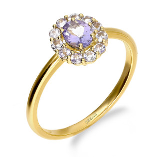 Pierścionek złoty z tanzanitami