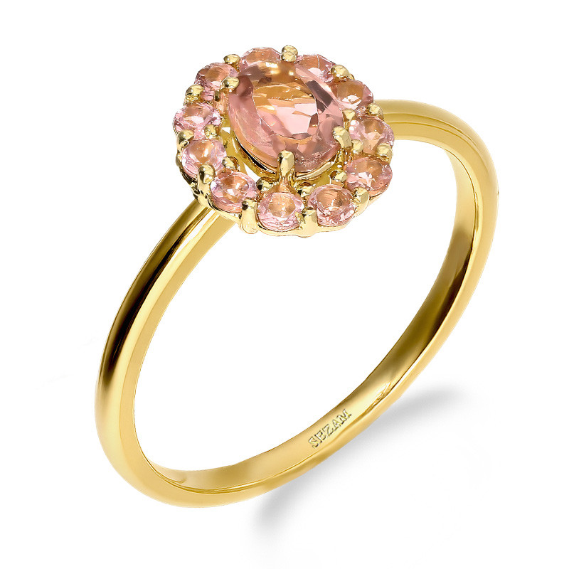 Pierścionek złoty z różowym turmalinem