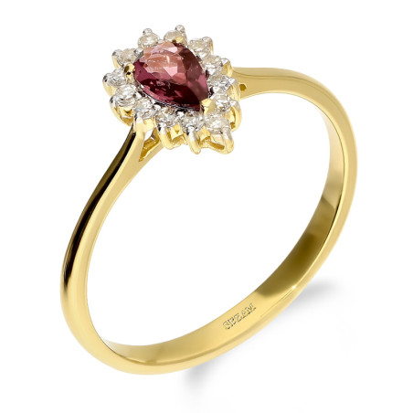 Pierścionek zaręczynowy z rodolitem i diamentami