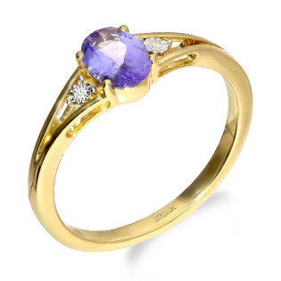 Pierścionek zaręczynowy z tanzanitem i diamentami