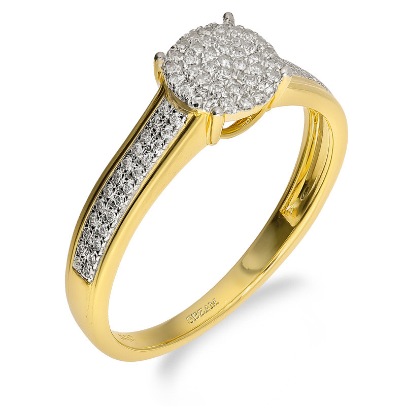 Pierścionek zaręczynowy z białymi diamentami próba 585