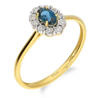 Pierścionek zaręczynowy z topazem i diamentami