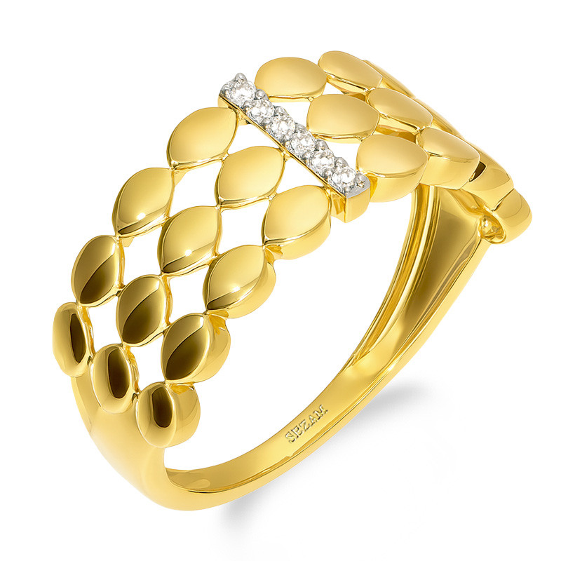 Pierścionek złoty z diamentami i owalami