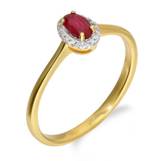 Pierścionek zaręczynowy z rubinem i diamentami