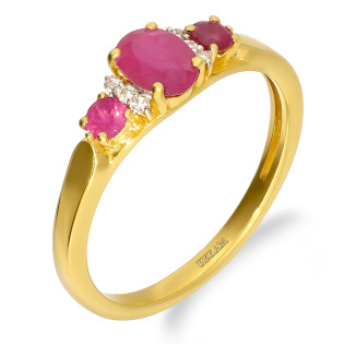 Pierścionek zaręczynowy z rubinami i diamentami