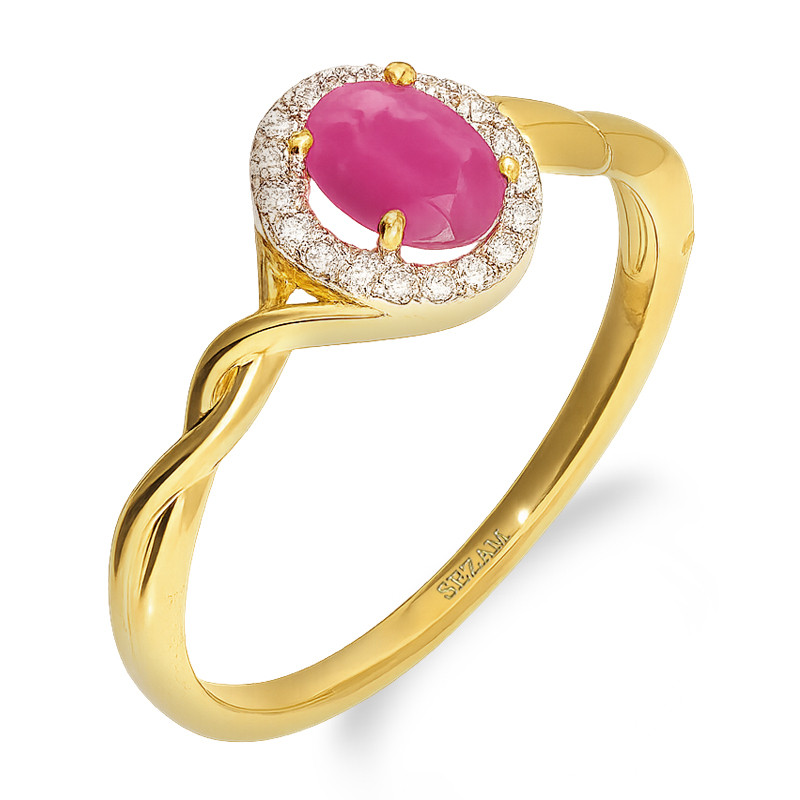 Pierścionek zaręczynowy z rubinem i diamentami