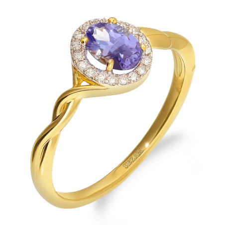 Pierścionek zaręczynowy z tanzanitem i diamentami