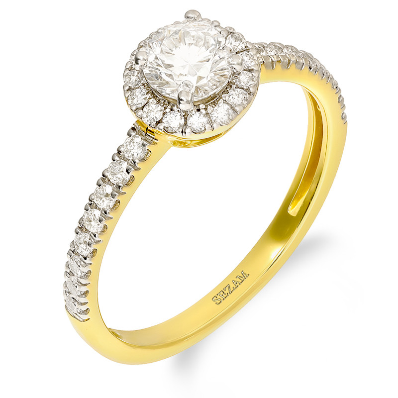 Pierścionek zaręczynowy z białymi diamentami próba 585