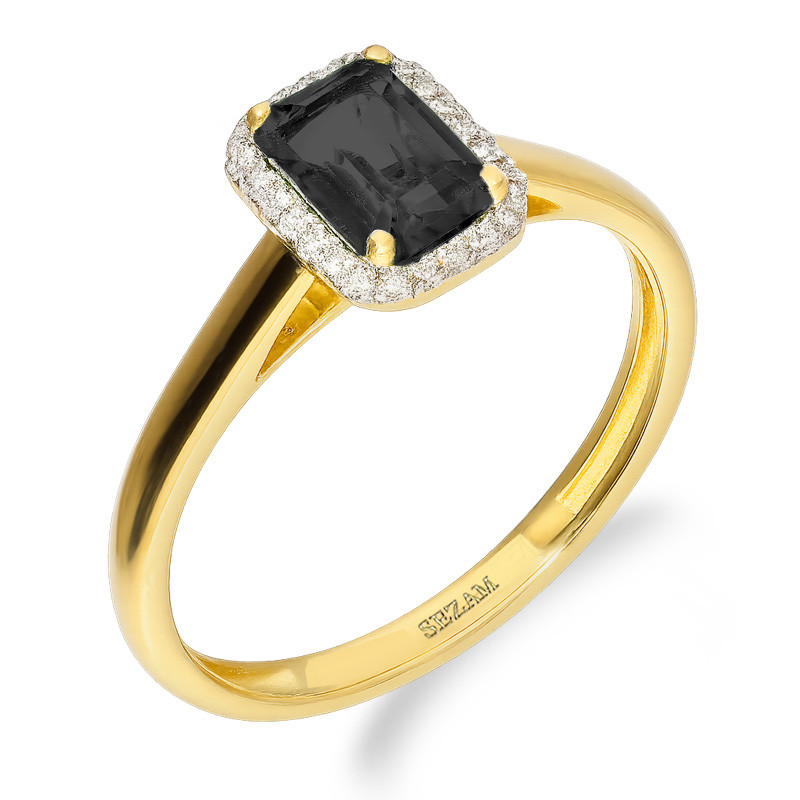 Pierścionek zaręczynowy z szafirem i diamentami