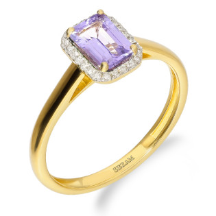 Pierścionek zaręczynowy z tanzanitem i białymi diamentami