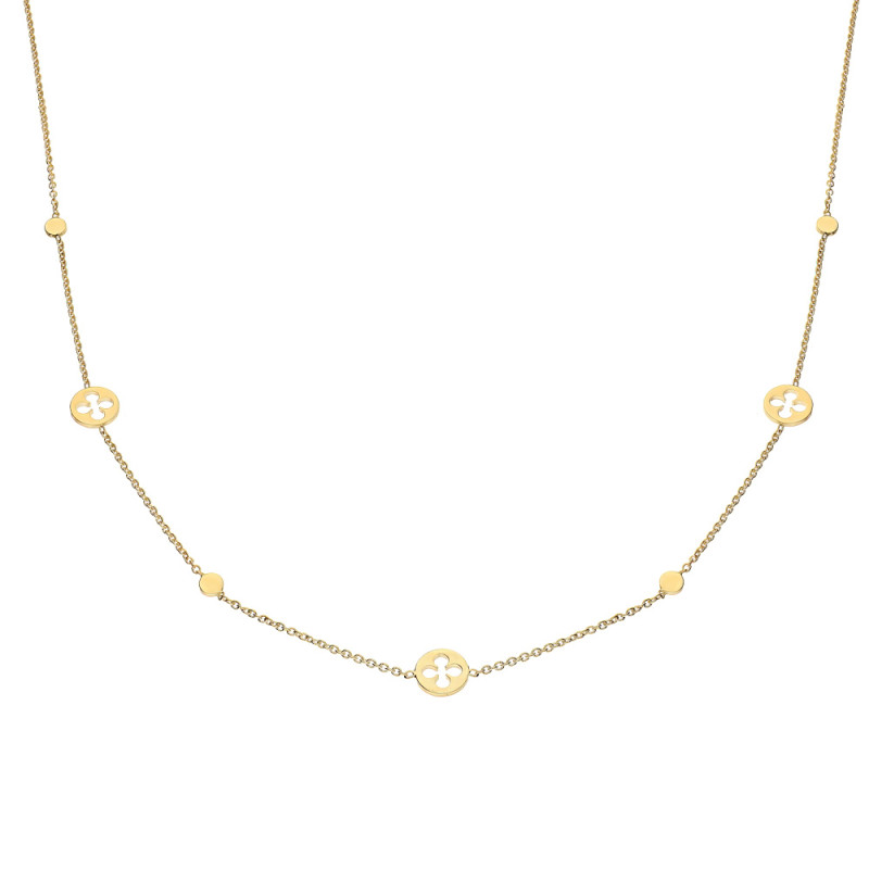 Naszyjnik złoty koniczynki i koła próba 585