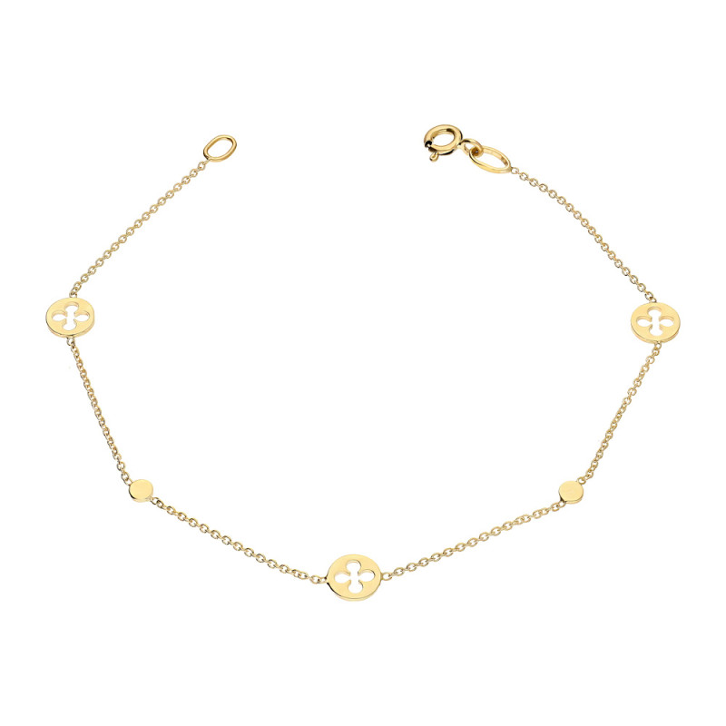 Bransoleta złota koniczynki i koła próba 585