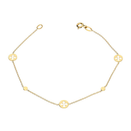 Bransoleta złota koniczynki i koła próba 585