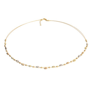 Naszyjnik złoty grawerowane fasolki w trzech kolorach próba 585