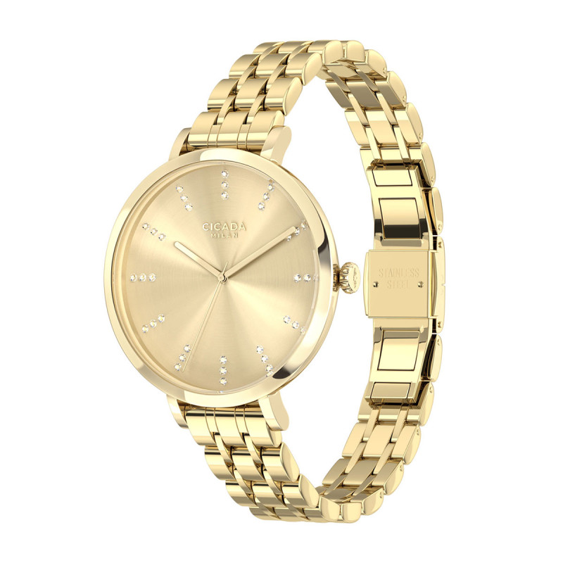Cicada Milano – damski zegarek złoty z kryształkami | Jubiler Sezam