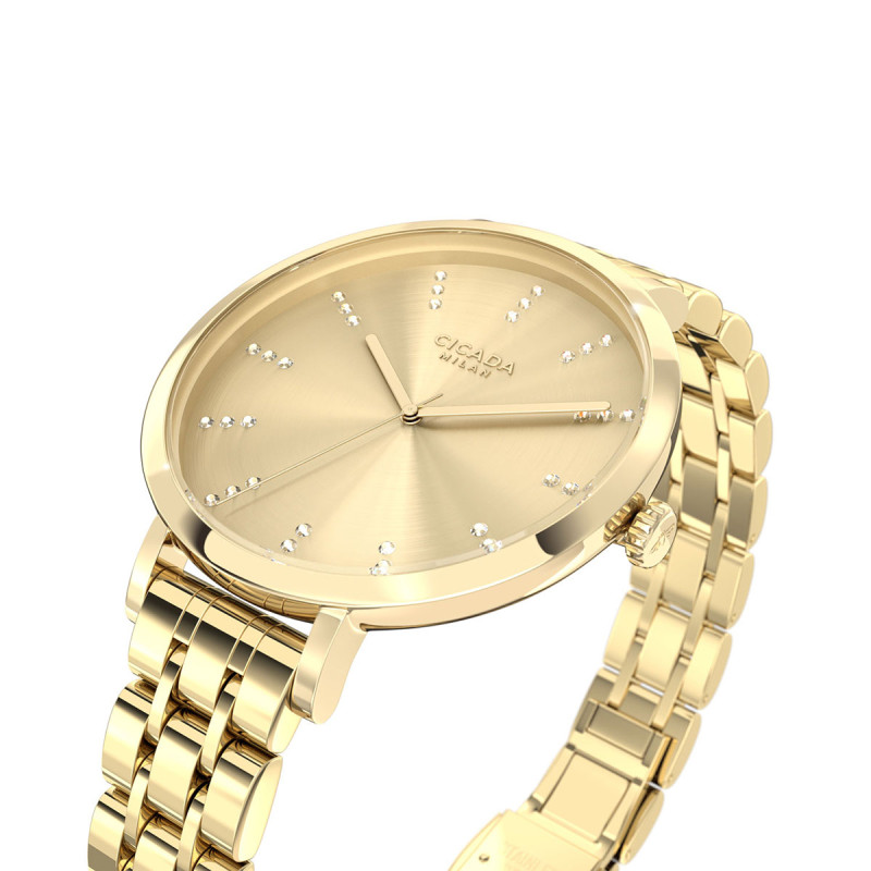 Cicada Milano – damski zegarek złoty z kryształkami | Jubiler Sezam