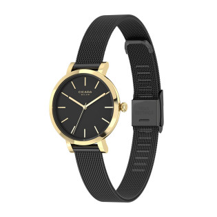 Cicada Milano złoty damski zegarek z czarną tarczą G26B04.BG