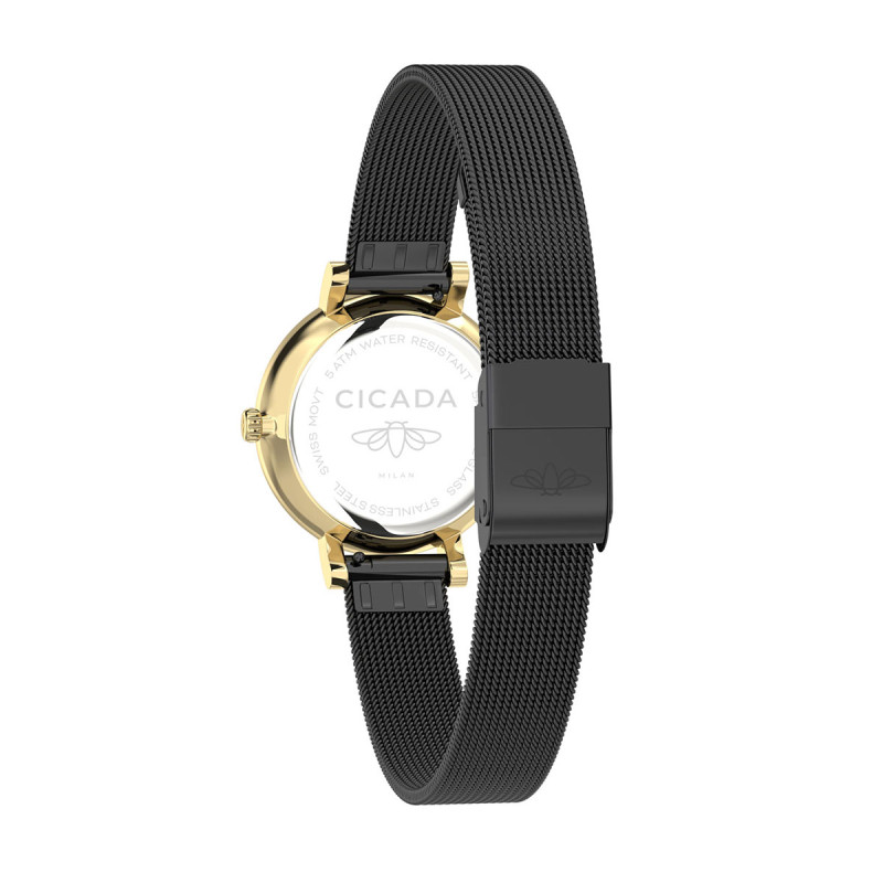 Cicada Milano złoty damski zegarek z czarną tarczą G26B04.BG
