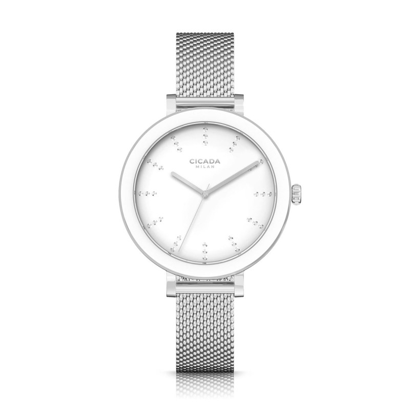Cicada Milano – damski zegarek srebrny z kryształkami | Jubiler Sezam