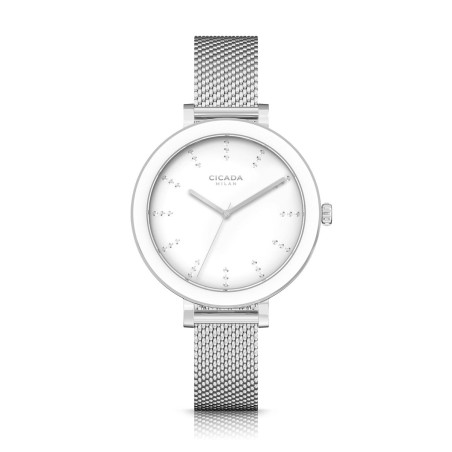 Cicada Milano – damski zegarek srebrny z kryształkami S36S06.W2
