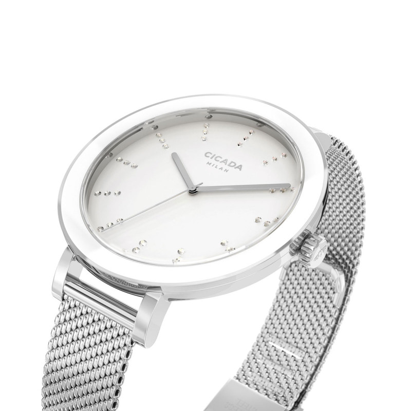Cicada Milano – damski zegarek srebrny z kryształkami | Jubiler Sezam