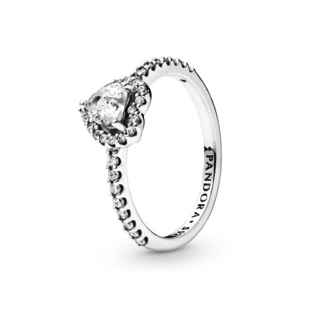 Pierścionek z przeźroczystą cyrkonią w kształcie serca 198421C01