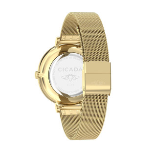 Cicada Milano – damski zegarek złoty, czarna tarcza, mesh