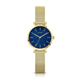 Cicada Milano złoty zegarek damski, granatowa tarcza mesh G26G04.NG