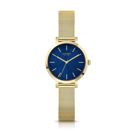 Cicada Milano złoty zegarek damski, granatowa tarcza mesh G26G04.NG