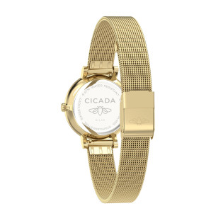 Cicada Milano złoty zegarek damski, granatowa tarcza mesh G26G04.NG