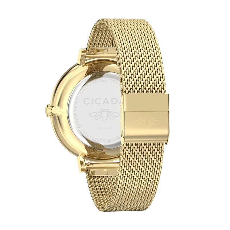 Cicada Milano złoty damski zegarek z granatową tarczą mesh G38G06.NG