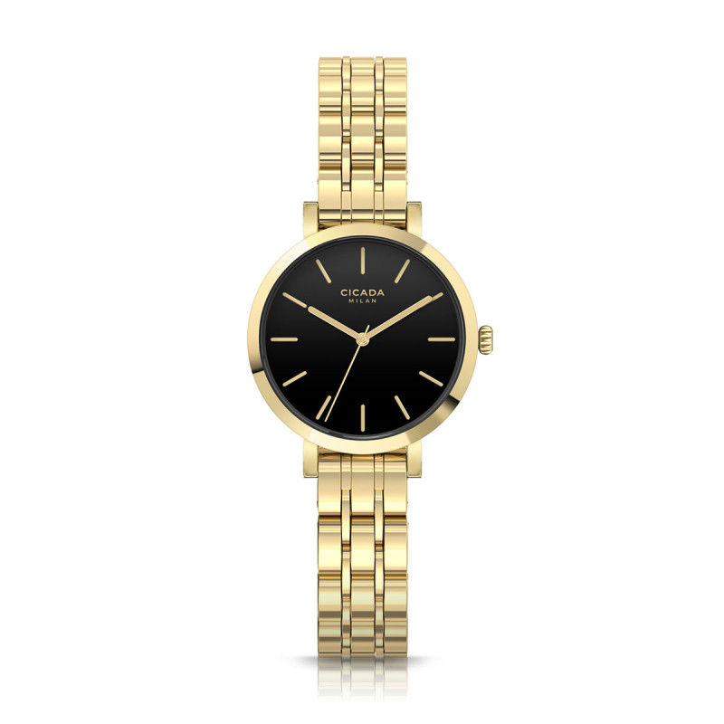 Cicada Milano złoty damski zegarek z czarną tarczą G26G1B.BG