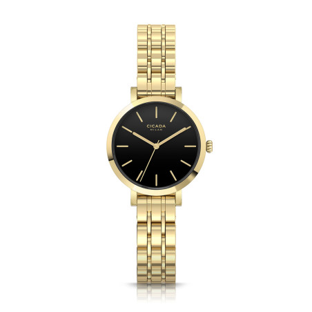 Cicada Milano złoty damski zegarek z czarną tarczą G26G1B.BG
