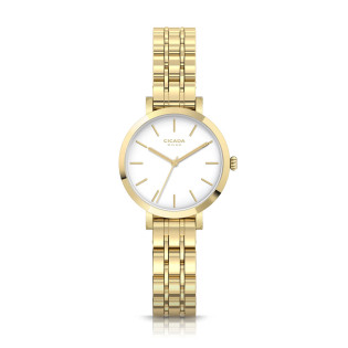 Cicada Milano złoty damski zegarek z białą tarczą G26G1B.WG