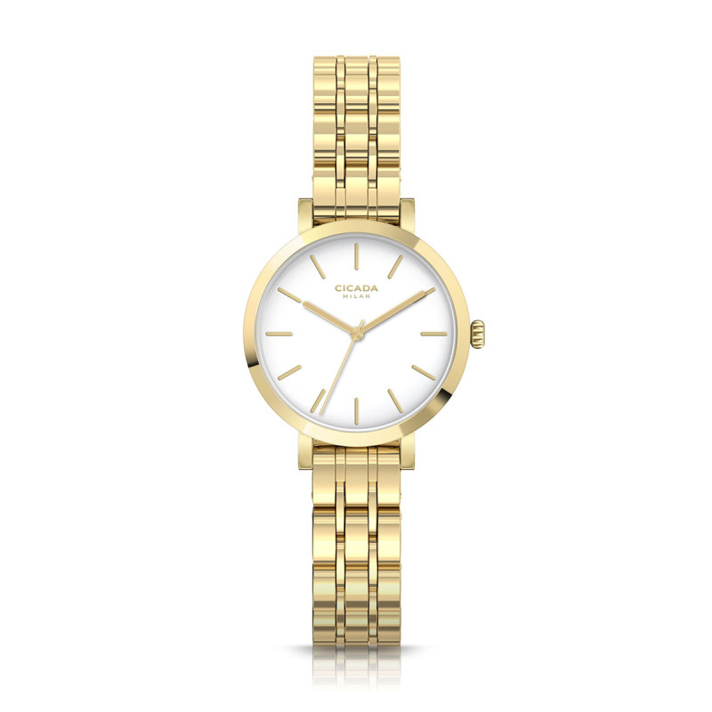 Cicada Milano złoty damski zegarek z białą tarczą G26G1B.WG