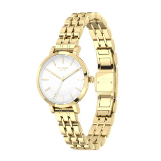 Cicada Milano złoty damski zegarek z białą tarczą G26G1B.WG