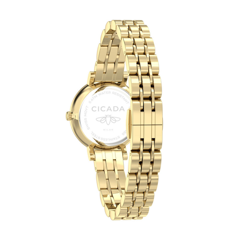 Cicada Milano złoty damski zegarek z białą tarczą G26G1B.WG